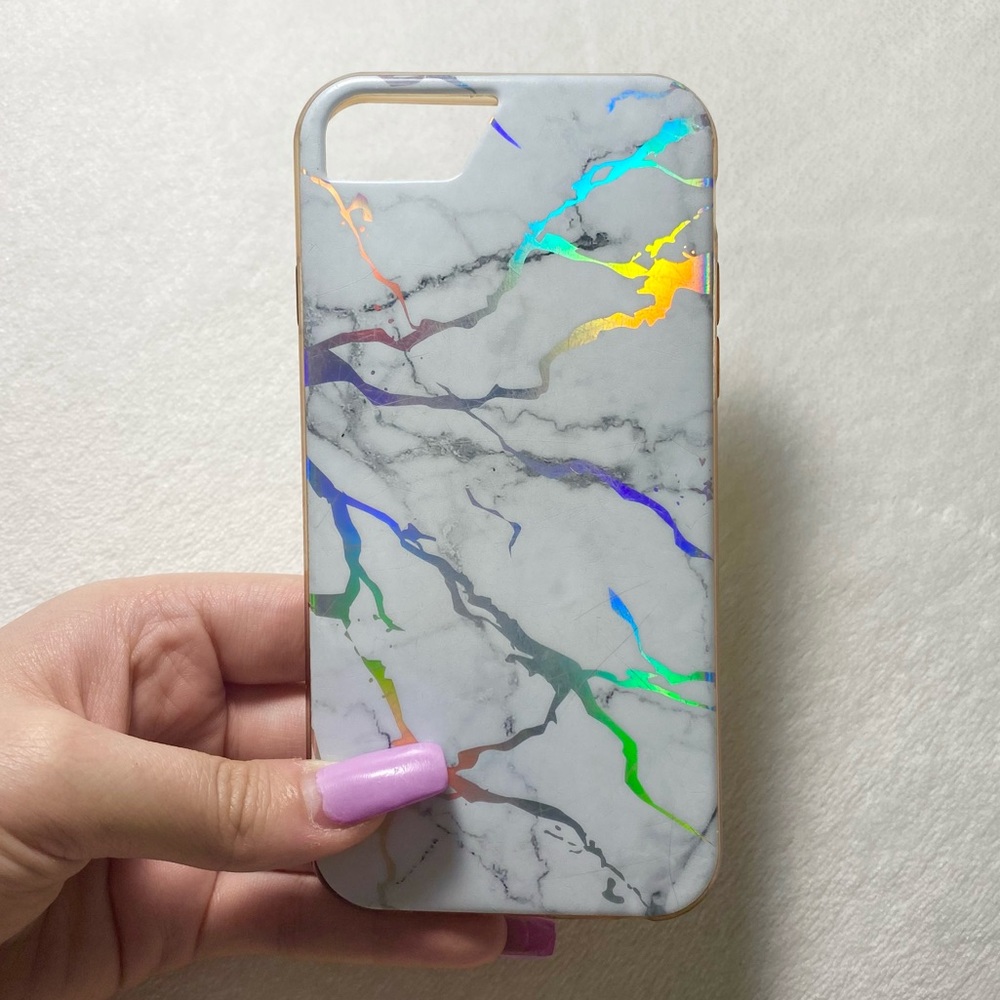 White Marble Holographic iPhone 6/6s/7 case